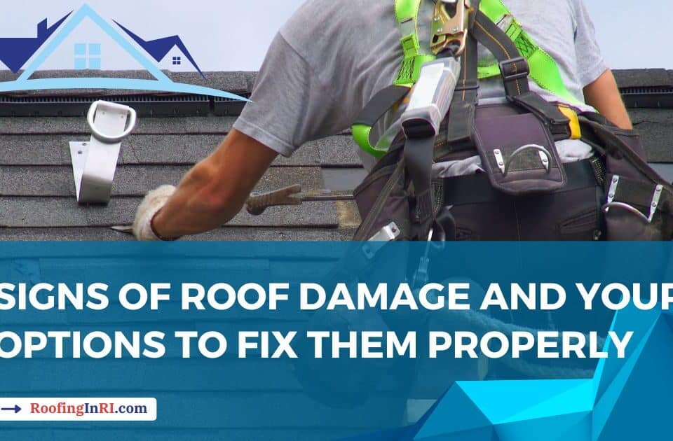 Roof repair construction worker with a security rope seeking damages