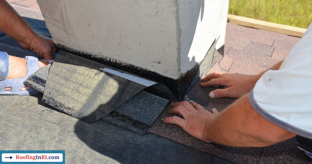 Installing flashing on the chimney ground