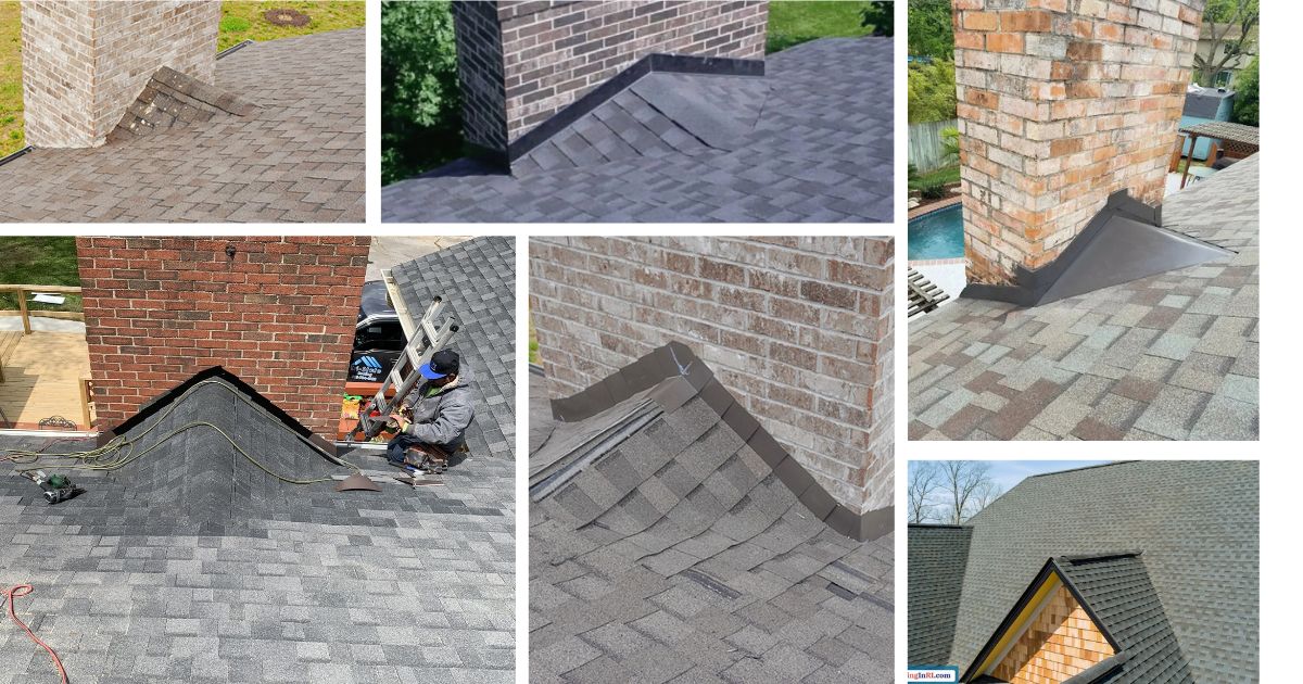 roof cricket examples, chimney crickets, roof extensions flashing